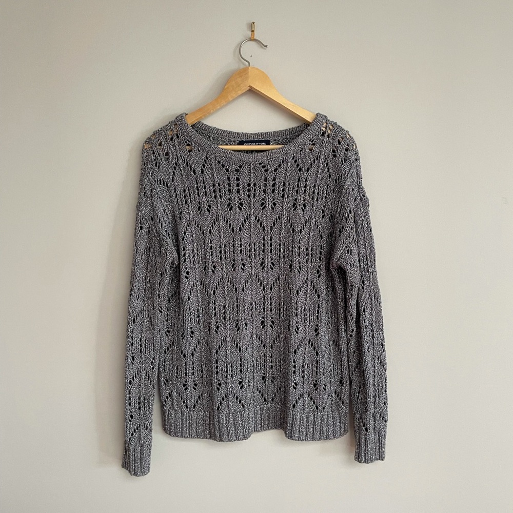 Grey Metallic Knit Sweater